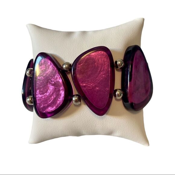 Purple Stretch Statement Bracelet. Super Fun, Lightweight Piece. - Picture 1 of 6